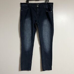 M. Society Men's Dark Wash With Front Fade Jeans Size 40 X‎ 32 Hip Hop Y2K Baggy